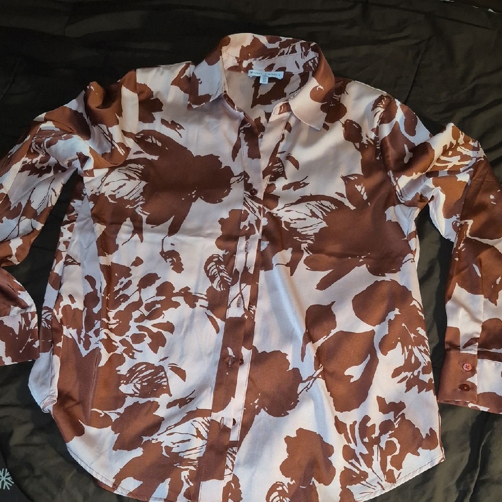 Floral Rust And Pink Colored  Shirt